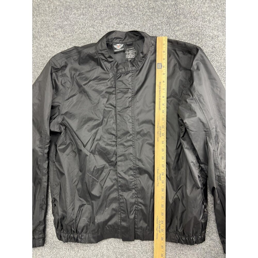 Harley Davidson Jacket Mens Large Black Lightweight Nylon Windbreaker Moto - Picture 3 of 7